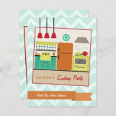 Farbiges Retro Kitchen Cooking Party Einladung (Vorne/Hinten)