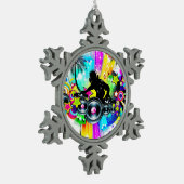 Farbiges Retro Music DJ Design Schneeflocken Zinn-Ornament (Links)