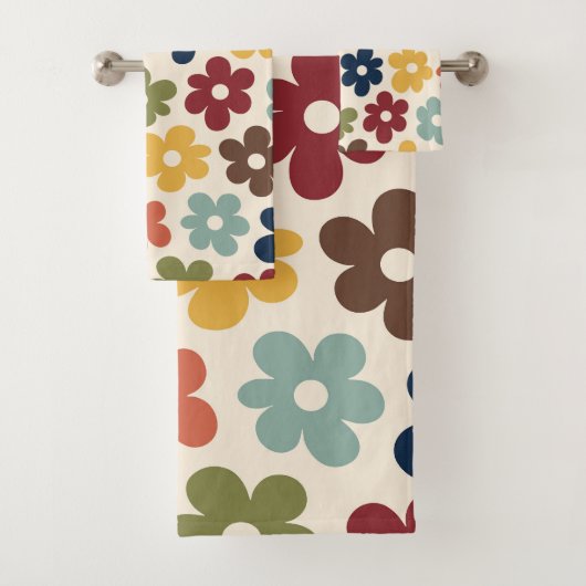 Farbiges Retro-Muster Badhandtuch Set (Insitu)