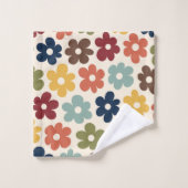 Farbiges Retro-Muster Badhandtuch Set (Waschlappen)