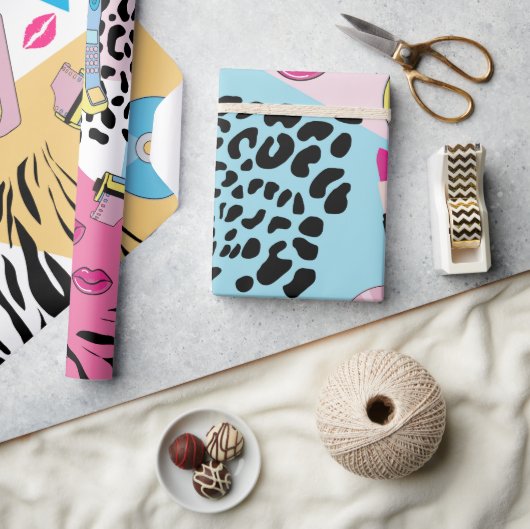 Farbiges Retro-Muster der 90er Jahre Geschenkpapier (Kunsthandwerk)