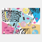 Farbiges Retro-Muster der 90er Jahre Geschenkpapier Set (Vorderseite)