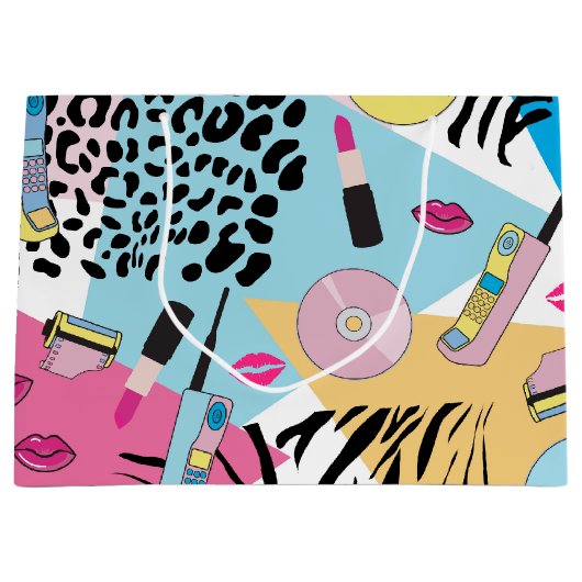 Farbiges Retro-Muster der 90er Jahre Große Geschenktüte (Vorderseite)