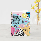 Farbiges Retro-Muster der 90er Jahre Karte (Gelbe Blume)