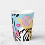 Farbiges Retro-Muster der 90er Jahre Pappbecher (Links)