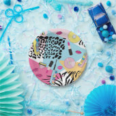 Farbiges Retro-Muster der 90er Jahre Pappteller (Party)