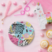 Farbiges Retro-Muster der 90er Jahre Pappteller (Party)