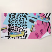 Farbiges Retro-Muster der 90er Jahre Strandtuch (Vorderseite)