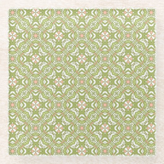 Farbiges Retro-Muster Hintergrund 2 Glasuntersetzer (Vorderseite)