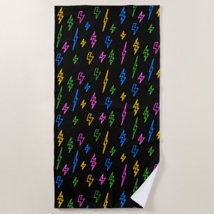 Farbiges Retro-Neon-Blitzmuster Strandtuch