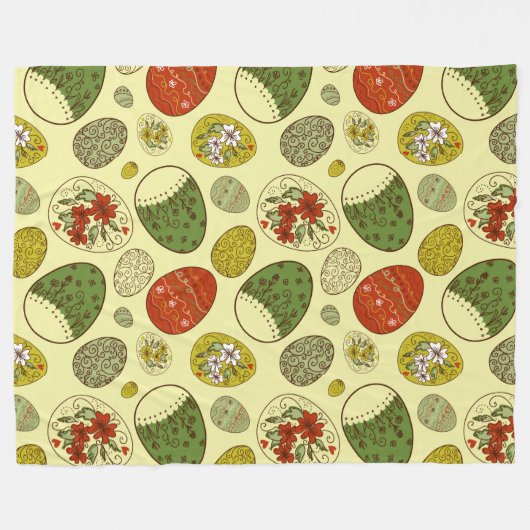 Farbiges Retro-Ostereis-Muster Fleecedecke (Vorderseite (Horizontal))
