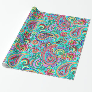 Farbiges Retro-Paisley-Muster Geschenkpapier