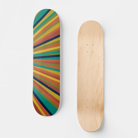 Farbiges Retro-Regenbogen-Muster Skateboard (Vorderseite)