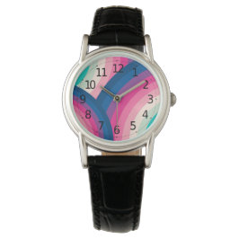 Farbiges Retro-Regenbogenmuster | Armbanduhr
