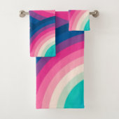 Farbiges Retro-Regenbogenmuster| Badhandtuch Set (Insitu)