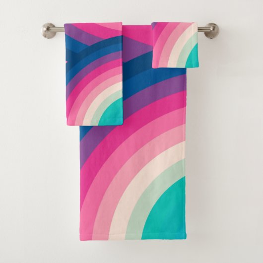 Farbiges Retro-Regenbogenmuster| Badhandtuch Set (Insitu)