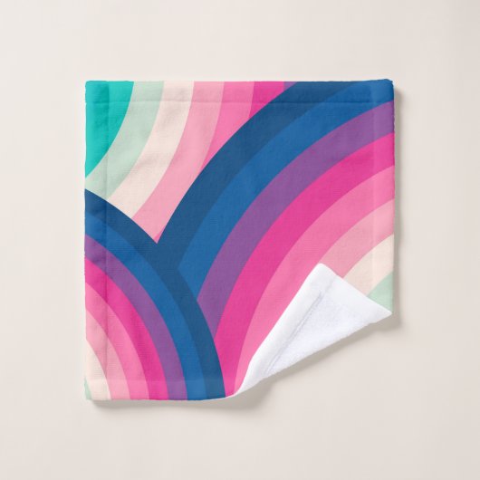 Farbiges Retro-Regenbogenmuster| Badhandtuch Set (Waschlappen)