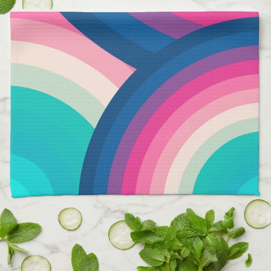 Farbiges Retro-Regenbogenmuster | Geschirrtuch (Gefaltet)