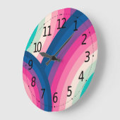 Farbiges Retro-Regenbogenmuster | Große Wanduhr (Winkel)