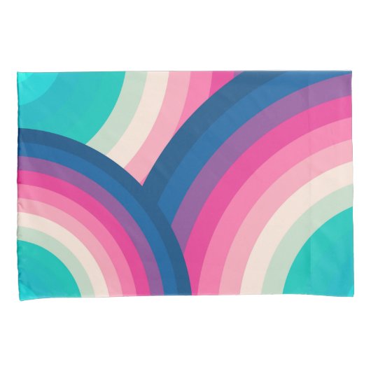 Farbiges Retro-Regenbogenmuster | Kissenbezug (Vorderseite-Rechts)