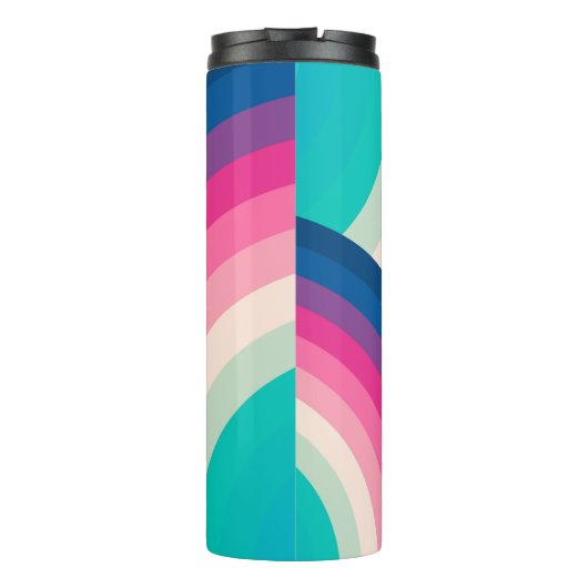 Farbiges Retro-Regenbogenmuster | Thermosbecher (Rückseite)
