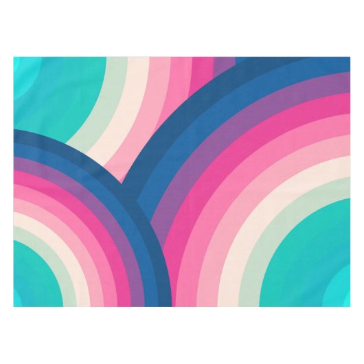 Farbiges Retro-Regenbogenmuster | Tischdecke (Vorderseite (Horizontal))