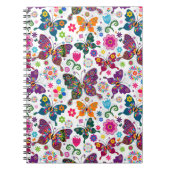 Farbiges Retro-Schmetterling-Muster und Blume Notizblock (Vorderseite)