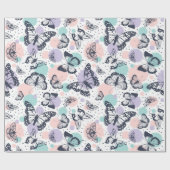 Farbiges Retro-Schmetterlingsmuster Geschenkpapier (Flach)