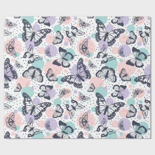 Farbiges Retro-Schmetterlingsmuster Geschenkpapier (Flach)