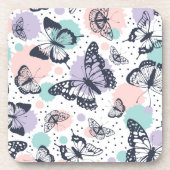 Farbiges Retro-Schmetterlingsmuster Getränkeuntersetzer (Vorderseite)