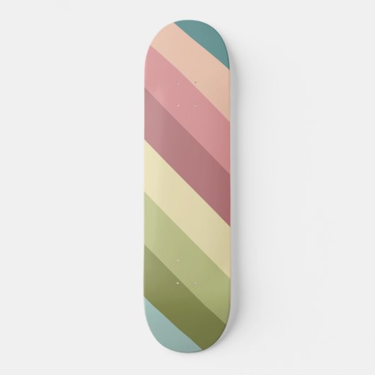Farbiges Retro-Streifenmuster Skateboard (Vorderseite)