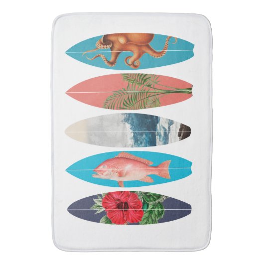 Farbiges Retro-Surfbrett-Muster Badematte (Vorderseite Vertikal)