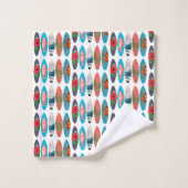 Farbiges Retro-Surfbrett-Muster Badhandtuch Set (Waschlappen)