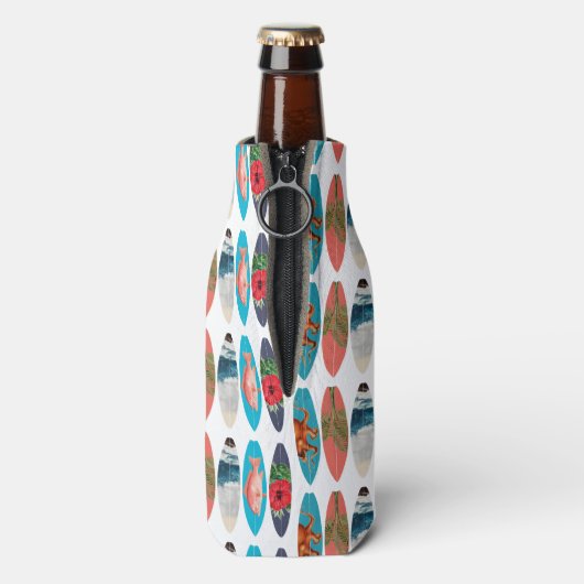 Farbiges Retro-Surfbrett-Muster Flaschenkühler (Flasche Rückseite)
