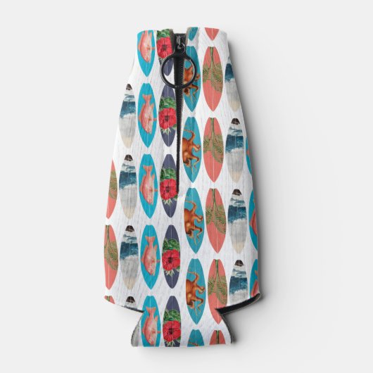 Farbiges Retro-Surfbrett-Muster Flaschenkühler (Rückseite)