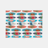 Farbiges Retro-Surfbrett-Muster Fleecedecke (Vorderseite (Horizontal))