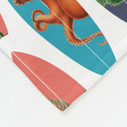 Farbiges Retro-Surfbrett-Muster Fleecedecke (Ecke)