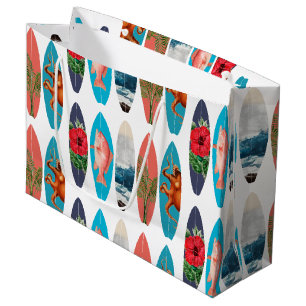 Farbiges Retro-Surfbrett-Muster Große Geschenktüte