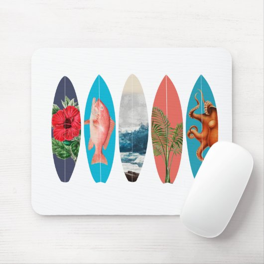 Farbiges Retro-Surfbrett-Muster Mousepad (Mit Mouse)