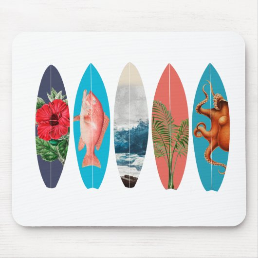 Farbiges Retro-Surfbrett-Muster Mousepad (Vorne)
