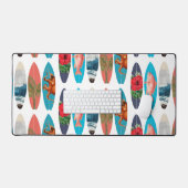 Farbiges Retro-Surfbrett-Muster Schreibtischunterlage (Tastatur & Maus)
