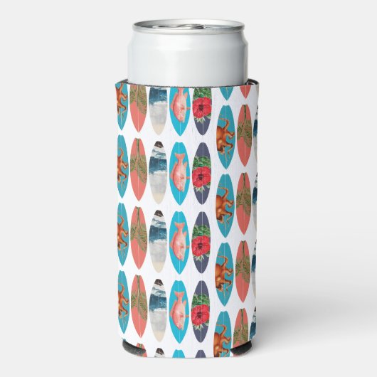 Farbiges Retro-Surfbrett-Muster Selters Dosenkühler (Seltzer Rückseite)
