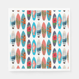 Farbiges Retro-Surfbrett-Muster Serviette