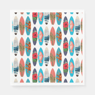 Farbiges Retro-Surfbrett-Muster Serviette