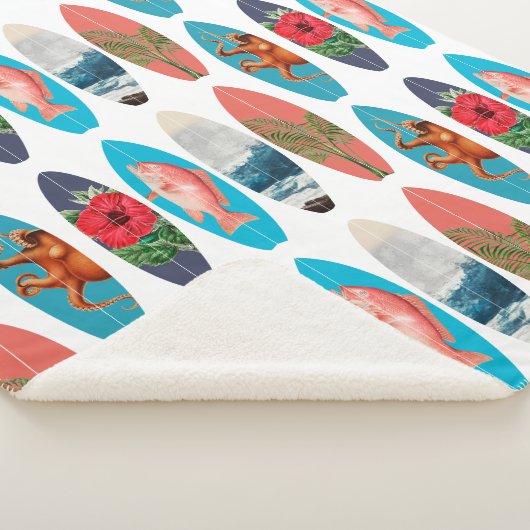 Farbiges Retro-Surfbrett-Muster Sherpadecke (3/4)