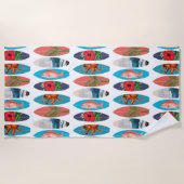 Farbiges Retro-Surfbrett-Muster Strandtuch (Vorderseite)