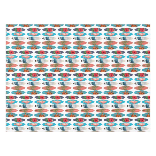 Farbiges Retro-Surfbrett-Muster Tischdecke (Vorderseite (Horizontal))