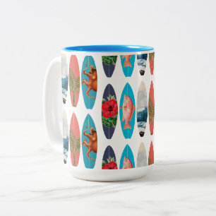 Farbiges Retro-Surfbrett-Muster Zweifarbige Tasse