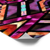 Farbiges Retro-Türkisches Mosaik-Kaleidoskop-Muste Poster (Ecke)