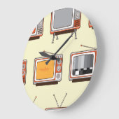 Farbiges Retro-TV, Vintages Muster Große Wanduhr (Winkel)